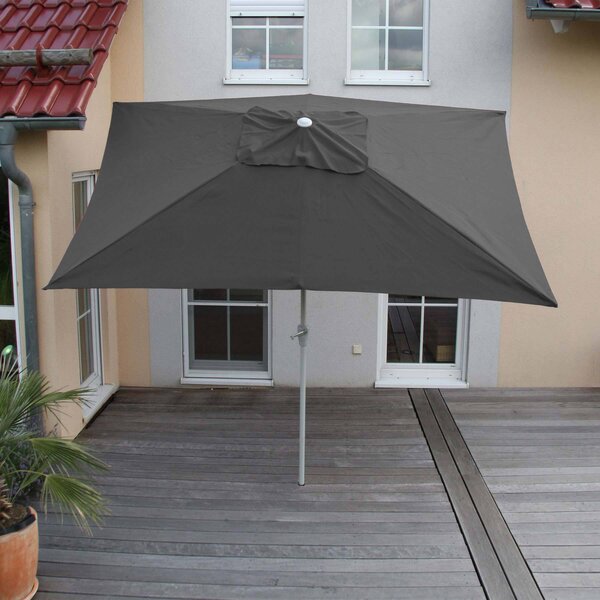Parasol N23, parasol ogrodowy, prostokątny odchylany 2x3m, poliester/aluminium 4,5kg ochrona UV 50+ ~ antracyt