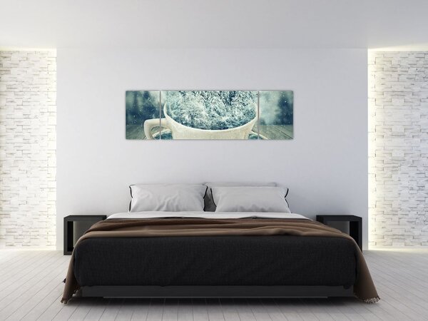 Obraz - Zimowy świat w kubeczku (170x50 cm)