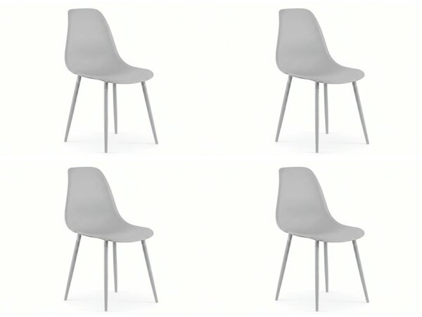 Zestaw 4 sztuk plastikowych krzeseł OSAKA, jasnoszary
