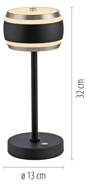 PURE Lampa stołowa Falling Rings, możliwość ściemniania, czarny, sypialnia, aluminium, nowoczesny