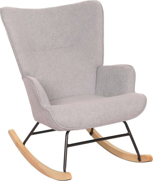 Fotel bujany HWC-N14, fotel bujany fotel rozkładany fotel telewizyjny, lite drewno metal tkanina/tekstylia 320g/m² ~ jasnoszary