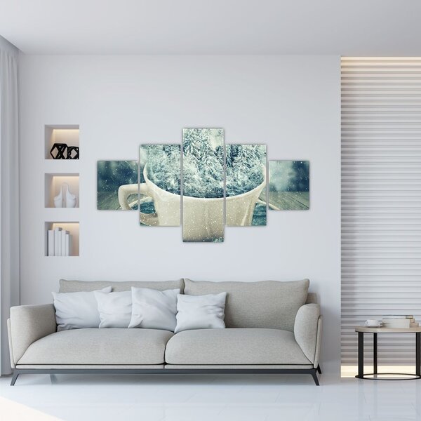 Obraz - Zimowy świat w kubeczku (125x70 cm)