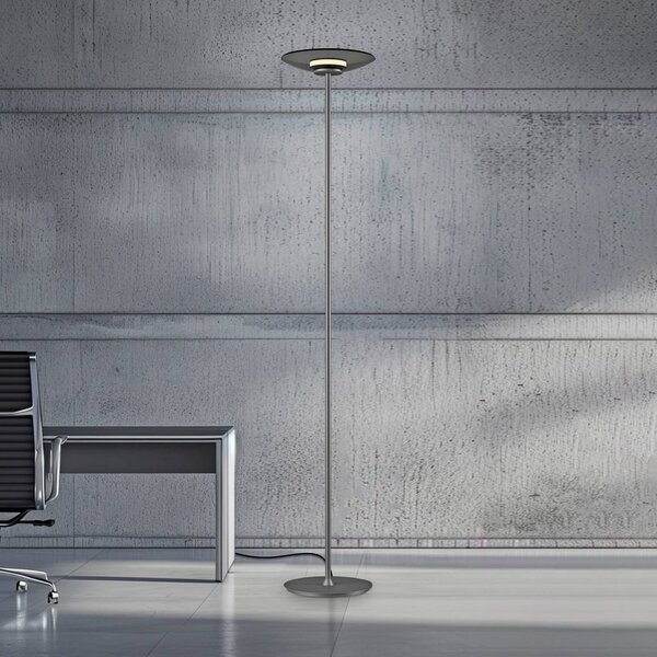 PURE Lampa stojąca Moon, możliwość ściemniania, aluminiowy / szary / cynkowy, sypialnia, aluminium, nowoczesny