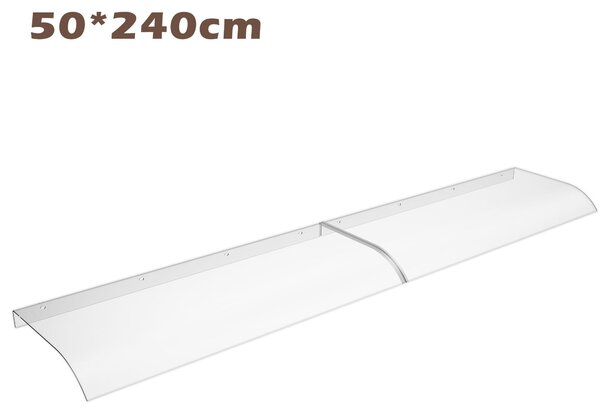 QEENTOE, daszek okienny 50x240 cm, przezroczysty daszek z PET o kształcie łukowym, osłona przed deszczem do drzwi wejściowych, okien, balkonu i garażu