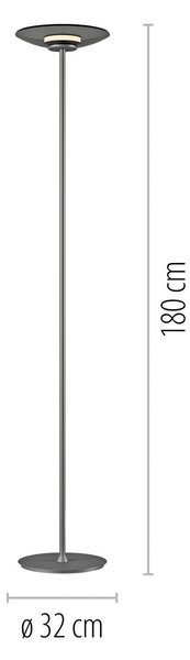 PURE Lampa stojąca Moon, możliwość ściemniania, aluminiowy / szary / cynkowy, sypialnia, aluminium, nowoczesny