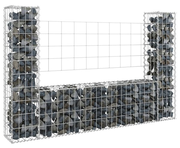 Ogrodzenie gabionowe z 2 słupkami, żelazo, 140x20x100 cm