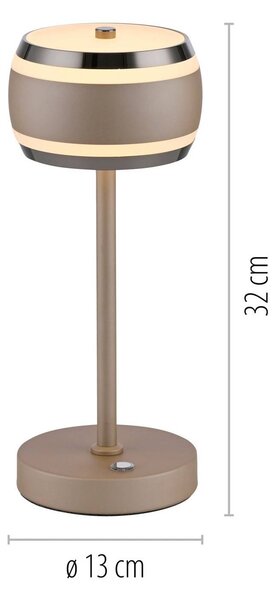 PURE Lampa stołowa Falling Rings, możliwość ściemniania, brązowy / mosiężny, sypialnia, aluminium, nowoczesny