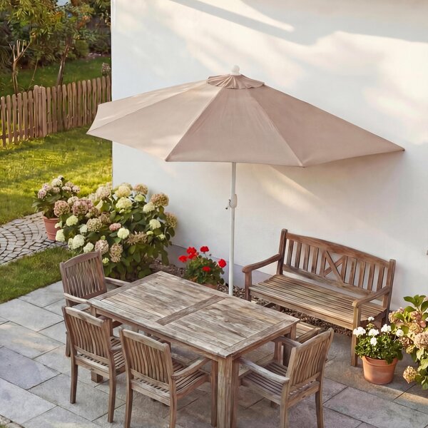 Parla parasol półokrągły, parasol balkonowy, UV 50+ poliester/aluminium 3kg ~ 270cm kremowy bez stojaka
