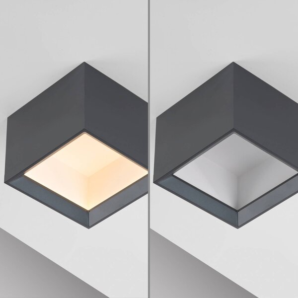 PURE Lampa sufitowa Manhatten, możliwość ściemniania, aluminiowy / szary / cynkowy, przedpokój, aluminium, nowoczesny
