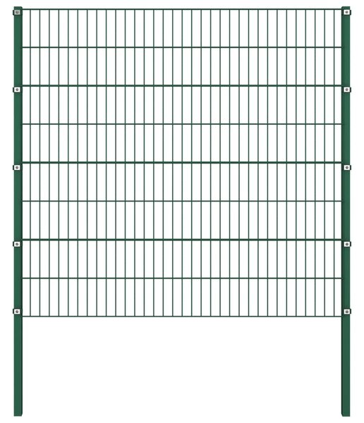 Panel ogrodzeniowy ze słupkami, żelazny, 1,7 x 1,6 m, zielony