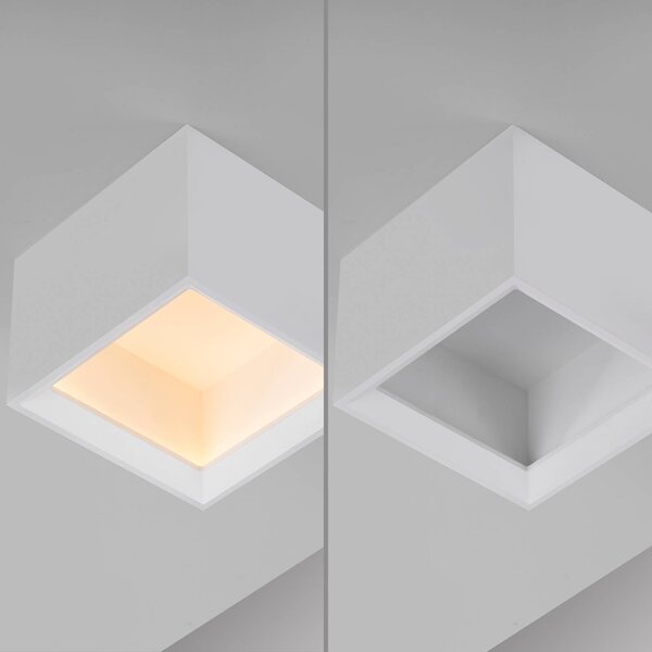 PURE Lampa sufitowa Manhatten, możliwość ściemniania, biały / opal, przedpokój, aluminium, nowoczesny