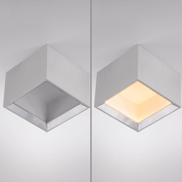 PURE Lampa sufitowa Manhatten, możliwość ściemniania, aluminiowy / szary / cynkowy, przedpokój, aluminium, nowoczesny