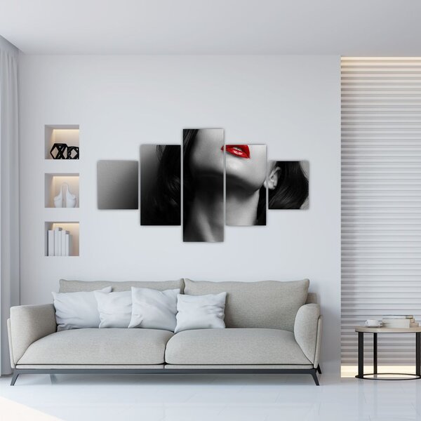Obraz - Portret kobiety z czerwoną szminką (125x70 cm)