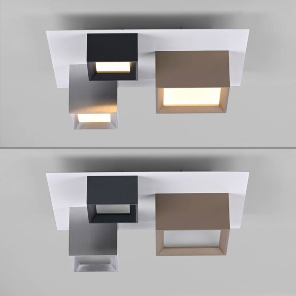 PURE Lampa sufitowa Manhatten, możliwość ściemniania, multikolor, przedpokój, aluminium, nowoczesny