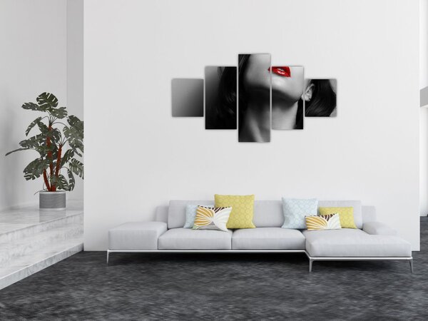 Obraz - Portret kobiety z czerwoną szminką (125x70 cm)