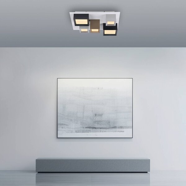 PURE Lampa sufitowa Manhatten, możliwość ściemniania, multikolor, przedpokój, aluminium, nowoczesny