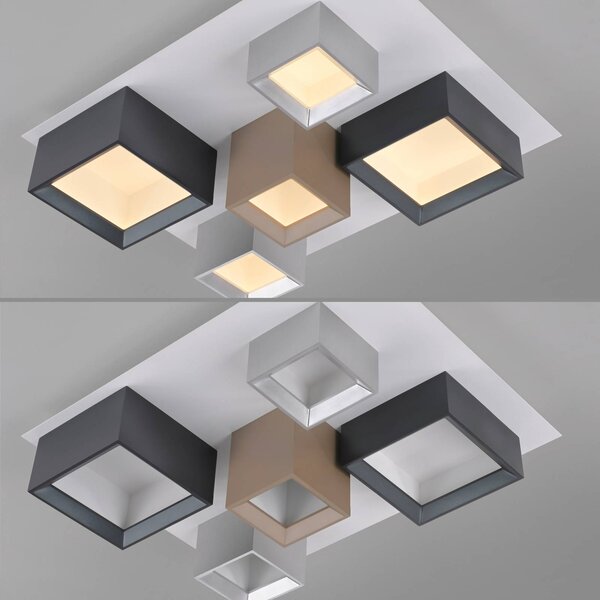 PURE Lampa sufitowa Manhatten, możliwość ściemniania, multikolor, przedpokój, aluminium, nowoczesny