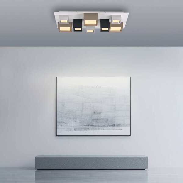 PURE Lampa sufitowa Manhatten, możliwość ściemniania, multikolor, przedpokój, aluminium, nowoczesny