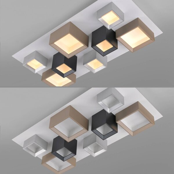 PURE Lampa sufitowa Manhatten, możliwość ściemniania, multikolor, przedpokój, aluminium, nowoczesny