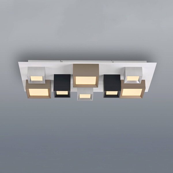 PURE Lampa sufitowa Manhatten, możliwość ściemniania, multikolor, przedpokój, aluminium, nowoczesny