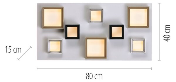 PURE Lampa sufitowa Manhatten, możliwość ściemniania, multikolor, przedpokój, aluminium, nowoczesny
