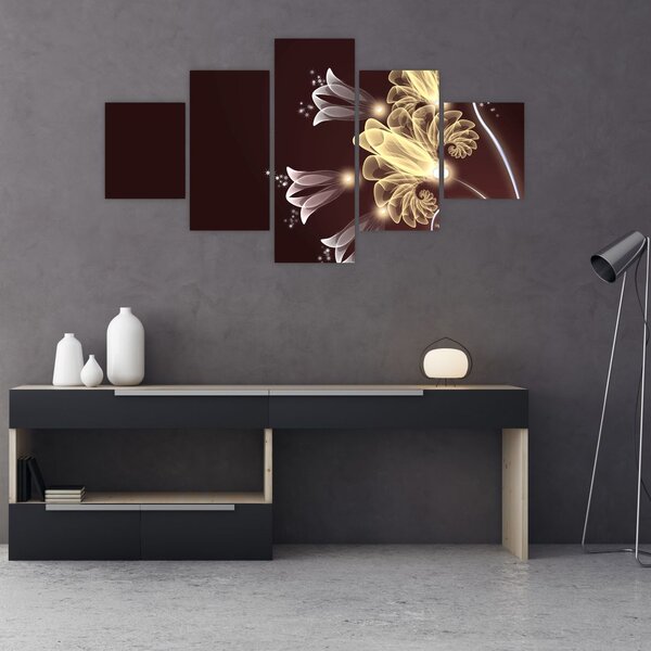 Obraz - Świecące kwiaty (125x70 cm)