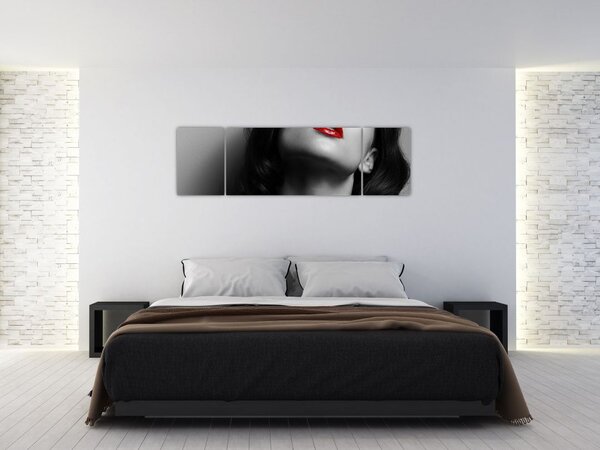 Obraz - Portret kobiety z czerwoną szminką (170x50 cm)