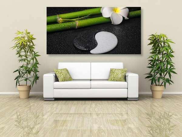Obraz martwa natura spa z symbolem Yin i Yang