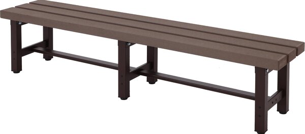 Aluminiowa ławka ogrodowa HWC-K60, ławka parkowa ławka balkonowa, odporna na warunki atmosferyczne WPC 180cm, brązowa