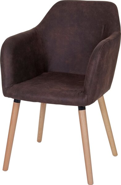 Krzesło do jadalni Malmö T381, krzesło kuchenne, retro 50s design ~ tekstylia, vintage ciemny brąz, jasne nogi