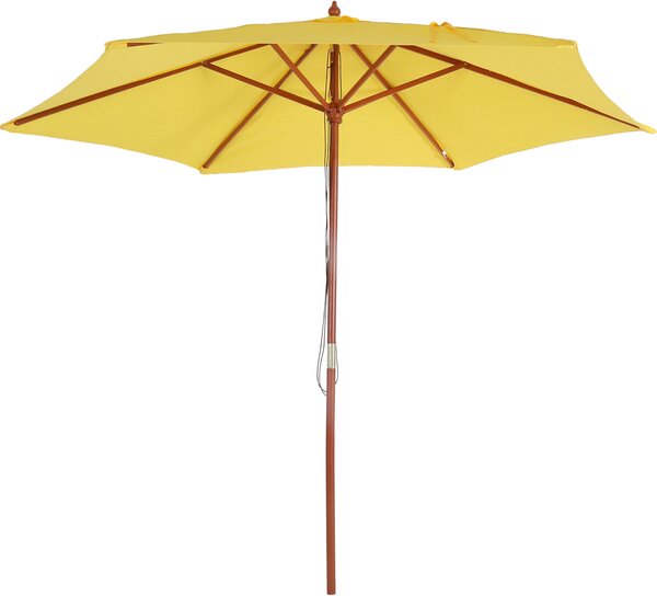 Parasol Florida, parasol ogrodowy, Ø 3m poliester/drewno ~ żółty