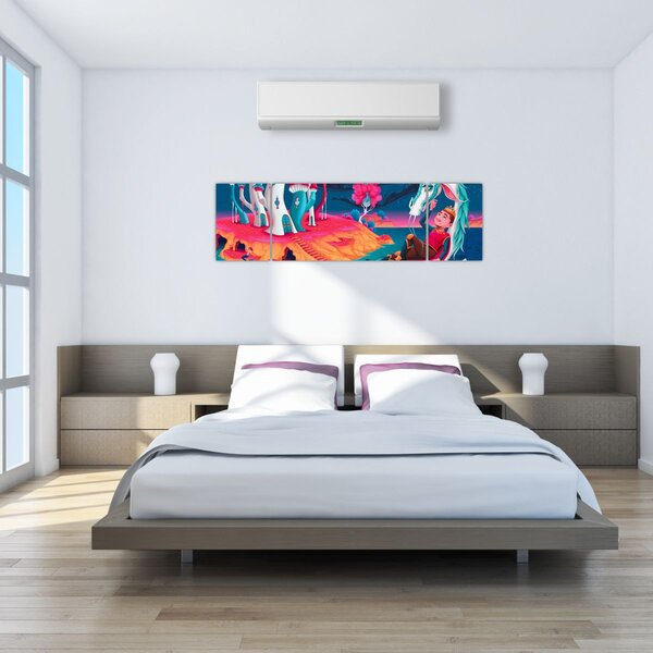 Obraz - Książę i smocza księżniczka (170x50 cm)