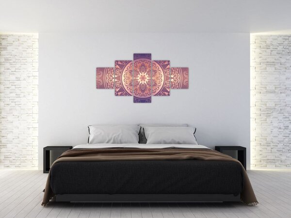 Obraz - Mandala na fioletowym gradiencie (125x70 cm)