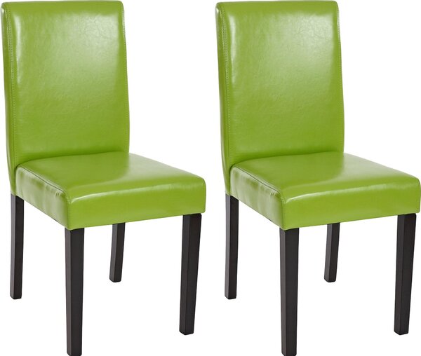 Zestaw 2 krzeseł do jadalni Krzesło kuchenne Littau ~ imitacja skóry , zielony, ciemne nogi