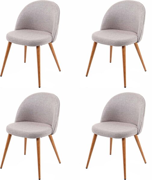 Zestaw 4 krzeseł do jadalni HWC-D53, krzesło kuchenne, design retro 50s, tkanina/tekstylia ~ jasnoszary