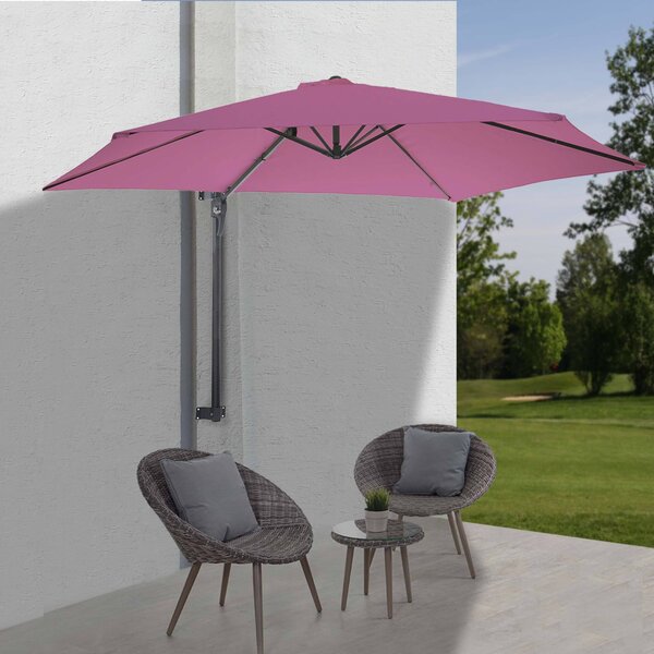 Casoria parasol ścienny, wspornikowy parasol balkonowy parasol parasol, 3m odchylany, poliester aluminium/stal 9kg ~ lawendowo-czerwony
