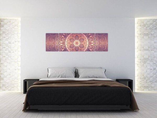 Obraz - Mandala na fioletowym gradiencie (170x50 cm)