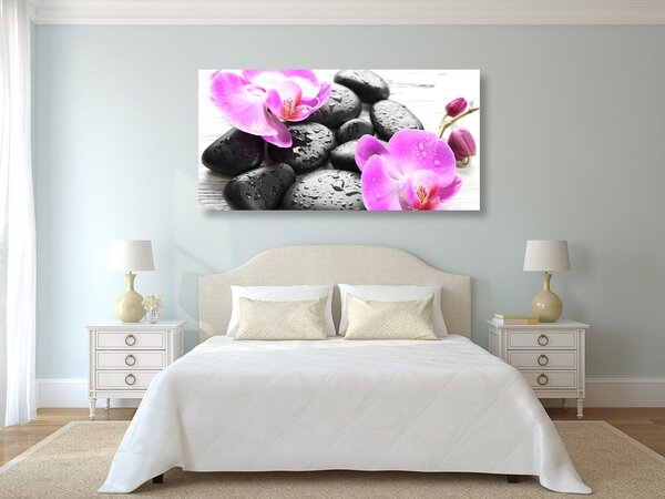 Obraz magiczna gra kamieni i orchidei