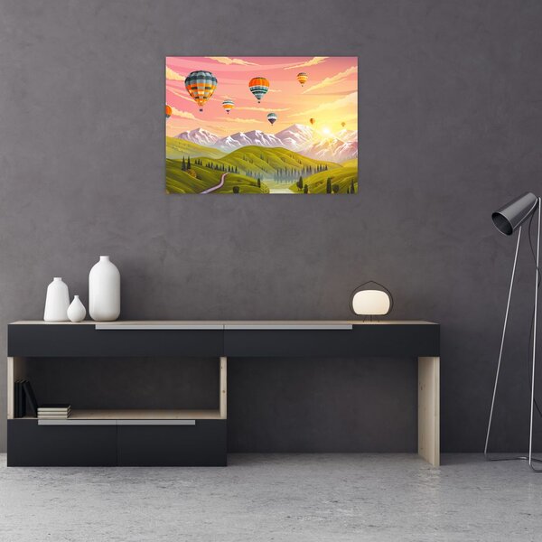 Obraz balonów nad krajobrazem (70x50 cm)