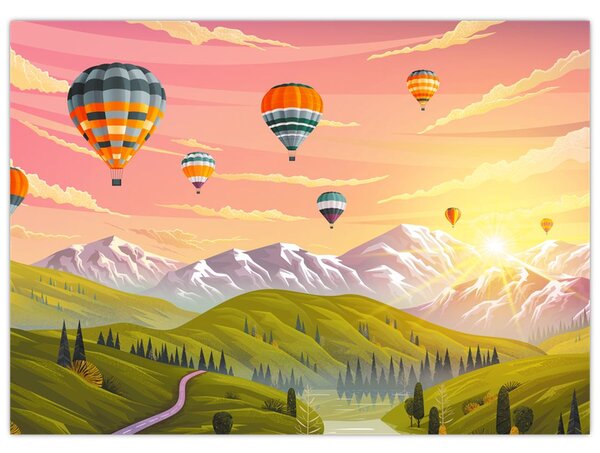 Obraz balonów nad krajobrazem (70x50 cm)