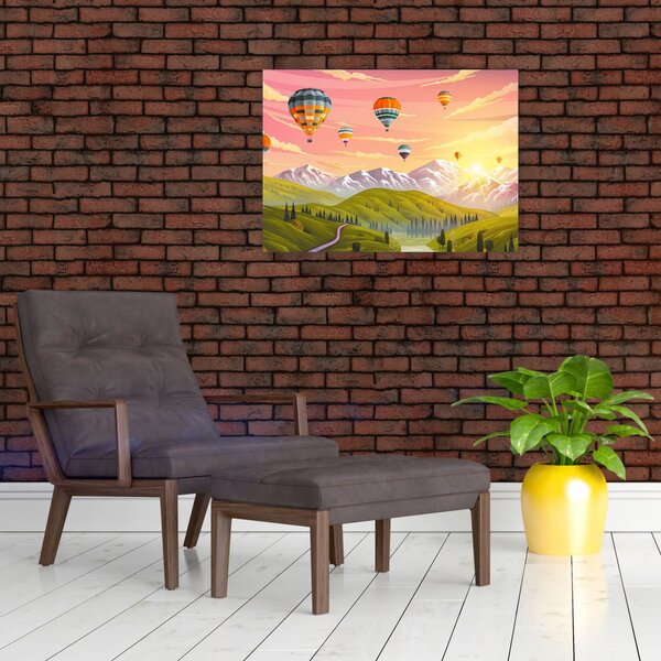 Obraz balonów nad krajobrazem (70x50 cm)