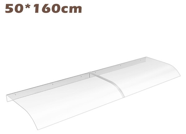 QEENTOE, daszek okienny 50x160 cm, przezroczysty daszek z PET o kształcie łukowym, osłona przed deszczem do drzwi wejściowych, okien, balkonu i garażu