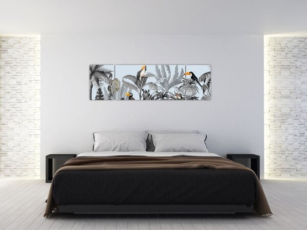 Obraz zwierząt w tropikalnym lesie (170x50 cm)