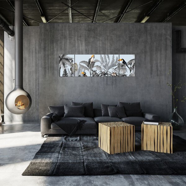 Obraz zwierząt w tropikalnym lesie (170x50 cm)