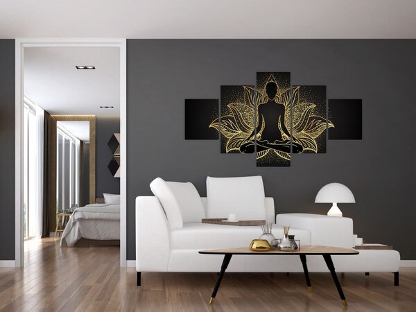Obraz sylwetki w kwiecie lotosu (125x70 cm)
