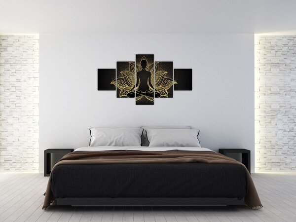 Obraz sylwetki w kwiecie lotosu (125x70 cm)