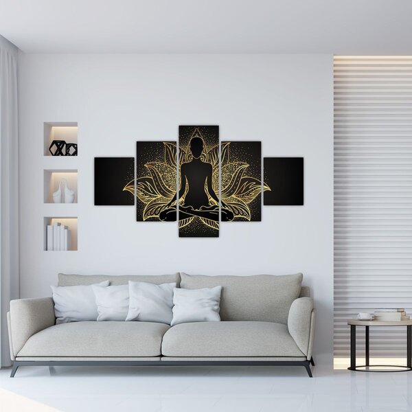 Obraz sylwetki w kwiecie lotosu (125x70 cm)