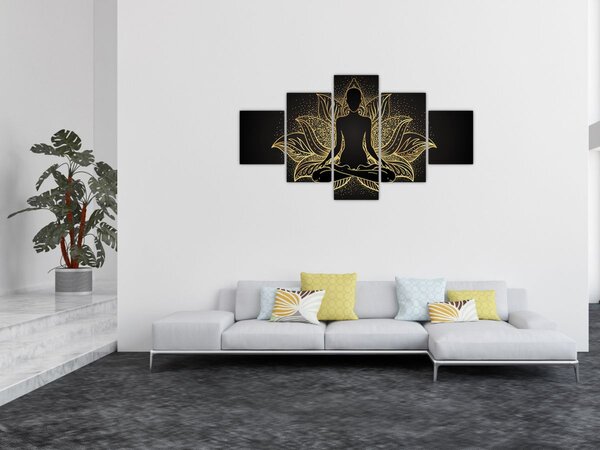 Obraz sylwetki w kwiecie lotosu (125x70 cm)