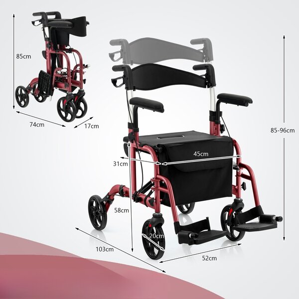 Wózek inwalidzki i balkonik 2 w 1 Rolator