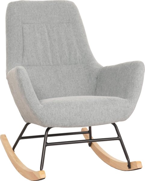 Fotel bujany HWC-N13, fotel bujany fotel rozkładany fotel telewizyjny, lite drewno metal tkanina/tekstylia 320g/m² ~ szaro-zielony